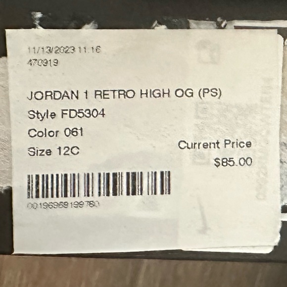 The Jordan 1 Retro High OG (PS) 12C, Like NEW! - Picture 6 of 6